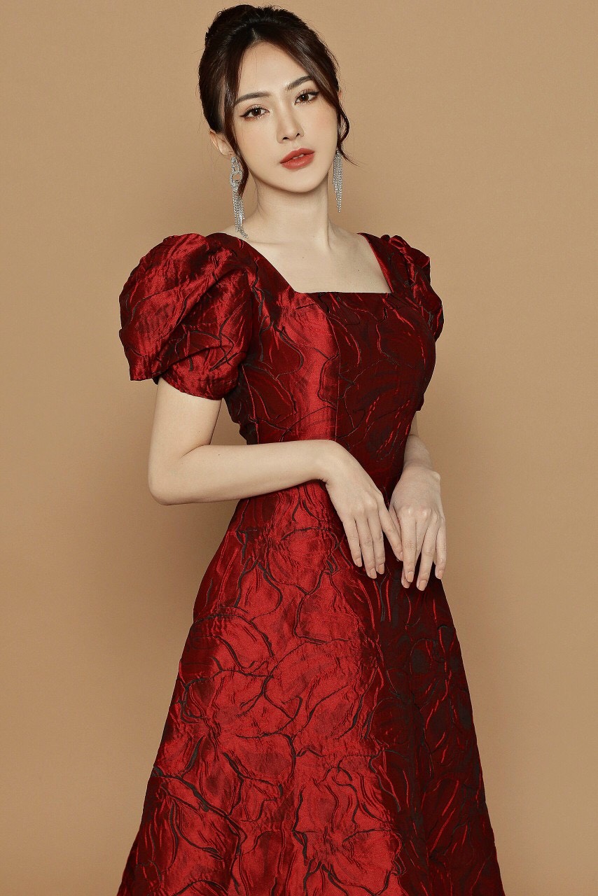 Đầm Xòe Gắm Tay Phòng - D698